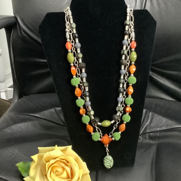 ART BY AMY LABBE Three Strand Necklace 14” long - Picture 3 of 10